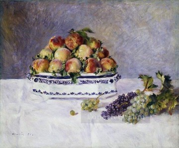 Pierre Auguste Renoir Painting - still life with peaches and grapes Pierre Auguste Renoir